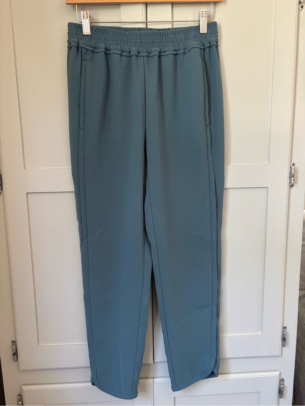 J. Crew Smocked-Waist Wide-Leg Track Pants/business Casual pants in Teal Blue